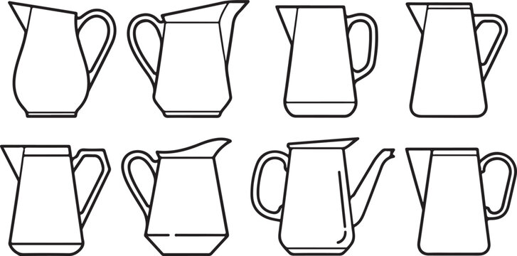 Hand-drawn illustration of a vase with various artistic styles and perspectives Vector