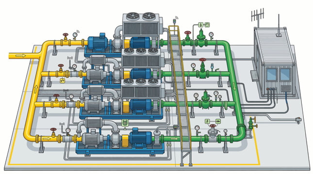 Industrial plant process system diagram.