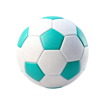 [Transparent Background PNG]Turquoise and White Soccer Ball Isolated on White
