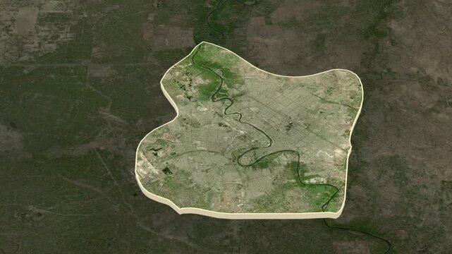 Baghdad Governorate, Iraq - extrusion on map.