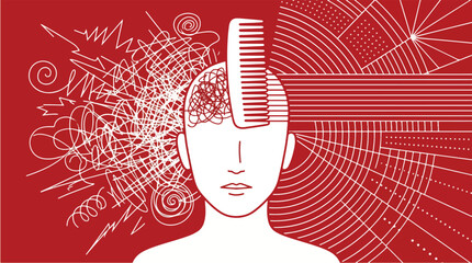Mental Clarity Concept with Chaotic and Organized Mind Transition Representing Thought Processing Therapy and Cognitive Balance Illustration © Vecto Graph