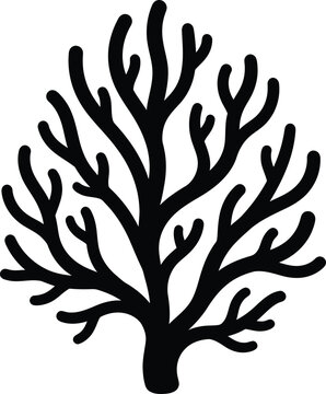 Silhouette abstract organic coral tree minimalist natural marine plant element vector illustration