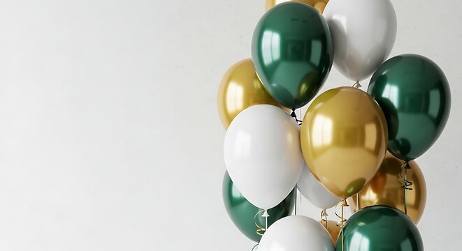 Happy retirement celebration elegant green gold and white balloons for a joyful send off