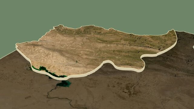 Dahuk Governorate (Dohuk), Iraq - extrusion on map.