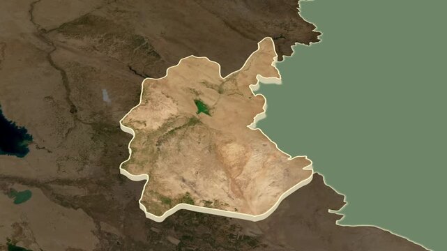 Diyala Governorate, Iraq - extrusion on map.