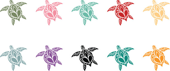 Colorful Sea Turtle Collection Vibrant Marine Animal Illustration, Stylized Sea Turtle Set Bright Ocean Wildlife Art © jakircreativedesign
