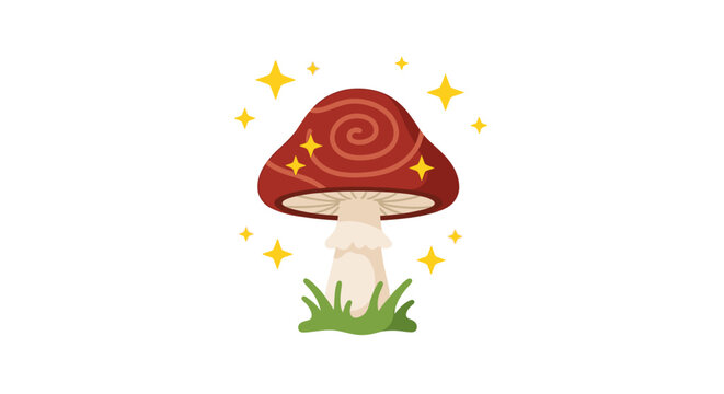 A cartoon mushroom with magic sparkles.