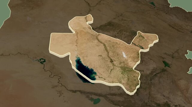 Saladin Governorate (Salah ad-Din), Iraq - extrusion on map.