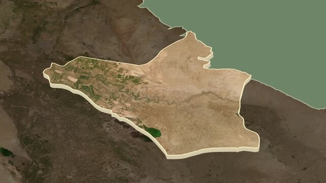 Wasit Governorate, Iraq - extrusion on map.