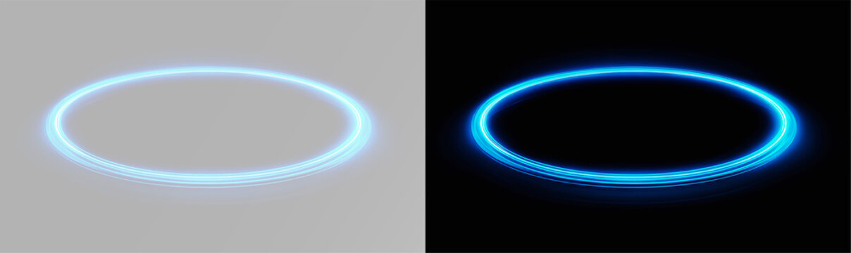 Circle ring blue neon ring glowing for high-tech graphic design and digital art png