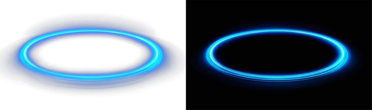 Circle ring blue neon ring glowing for high-tech graphic design and digital art png