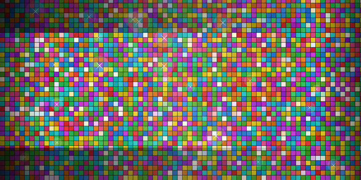 Vibrant pixelated mosaic background with multicolored squares