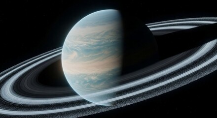 Planet with rings in space