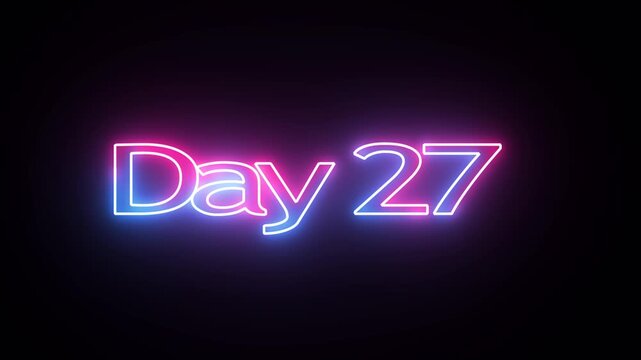 27 Day To Go glowing neon Animation Videos. Neon &ldquo;3 Days Left&rdquo; Countdown.