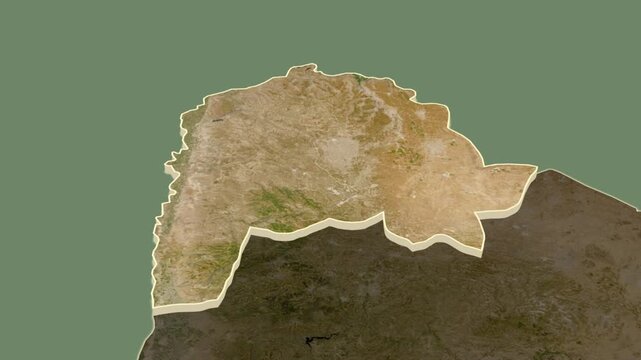 Irbid Governorate, Jordan, region extrusion map animation
