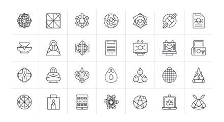 Fototapeta premium Abstract Geometric Icons Set - Technology, Science, Business, Finance, Data