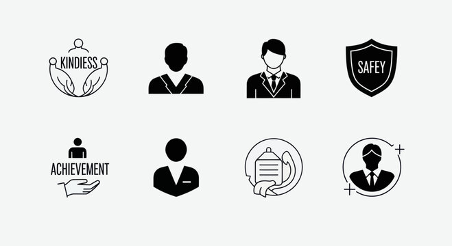Business Icons: Kindness, Achievement, Safety, Professionalism, and Success