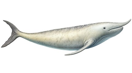 Obraz premium Pale Beluga Whale Gliding Through The Ocean With Sleek Silvery Skin