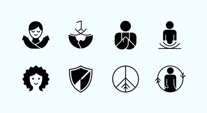 Collection of Icons: Peace, Protection, Mindfulness, and Community