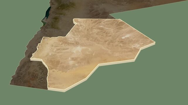 Ma'an Governorate, Jordan, region extrusion map animation