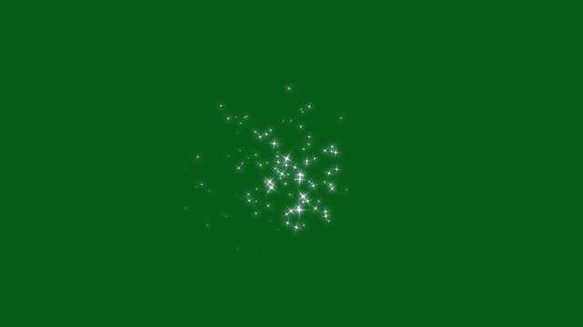 Sparkling star twinkle glitter white cartoon doodle animation, magic sparkle glitter line stars, shining particles stars line magic dust, fairy dust wand glitter stars trail transition on green screen