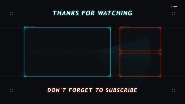 Modern Tactical FPS Gaming YouTube End Screen Outro Animation With HUD Elements And Video Placeholders