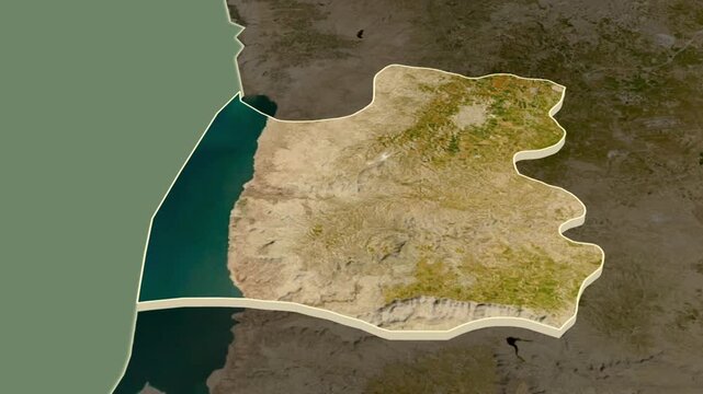 Madaba Governorate, Jordan, region extrusion map animation