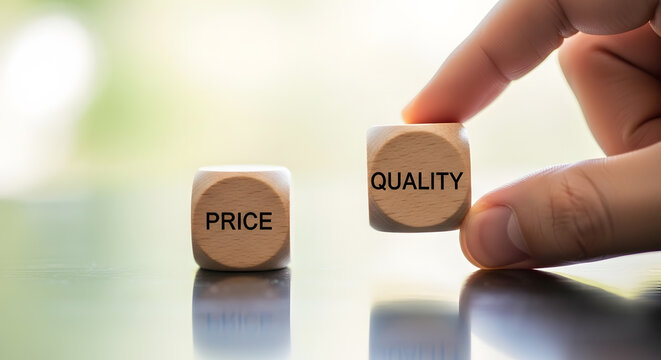 balancing price and quality in business | choosing quality over price concept | customer value proposition strategy | wooden blocks price vs quality comparison