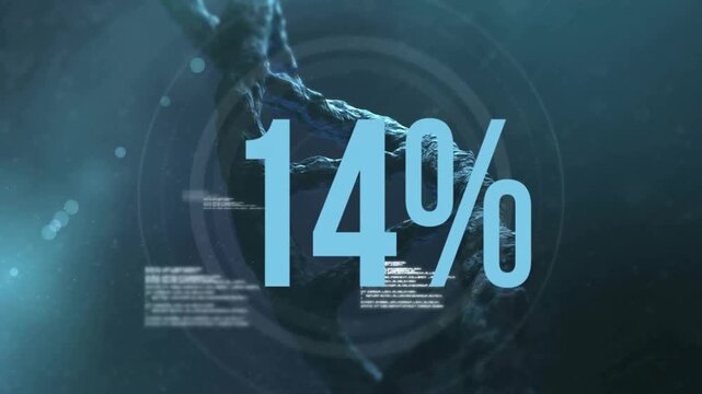 3D DNA helix rotating in research visualization, percentage overlay updating and revealing textures
