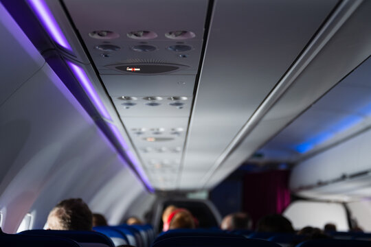 a luminous sign prohibiting smoking inside a passenger plane