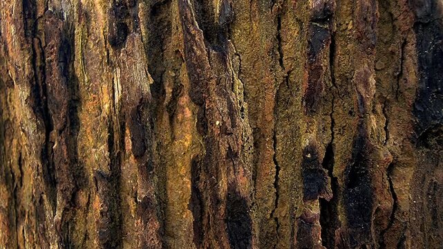4K Macro Texture of Aged Tree Bark with Seamless Loop Motion