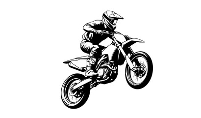 Dirt bike rider jumping motocross adventure adrenaline vector illustration © Alexa! 