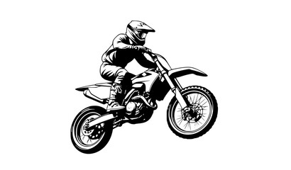 Dirt bike rider jumping motocross adventure adrenaline vector illustration © Alexa! 