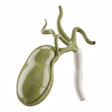 human gallbladder with bile ducts isolated on transparent background