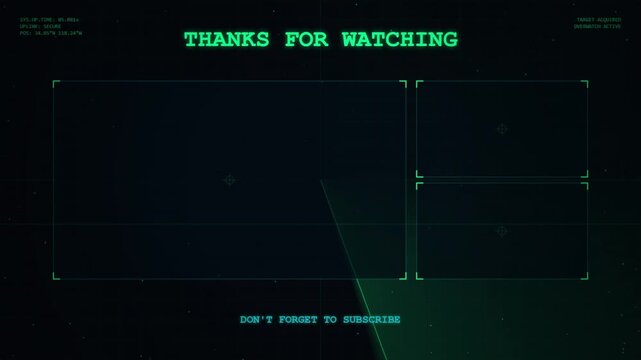 Stealth Tactical FPS Night Vision YouTube End Screen Animation With Three Video Placeholders And HUD