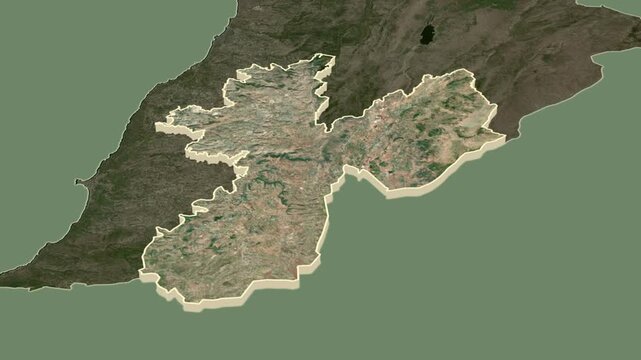 Nabatiyeh Governorate, Lebanon, region extrusion map animation