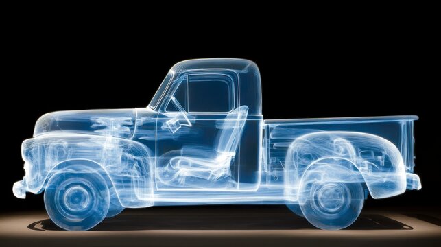 Vintage truck x-ray transparent automotive silhouette
