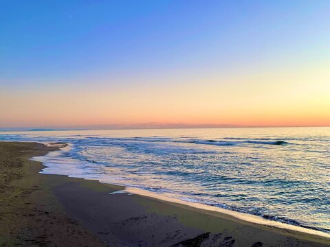 Beach sunset Italy, tuscany forte del marmi