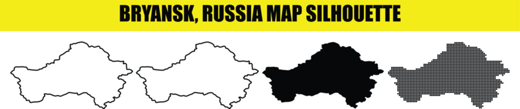 Bryansk russia map silhouette kit with solid fill stroke outline and pixelated dot style for regional posters.