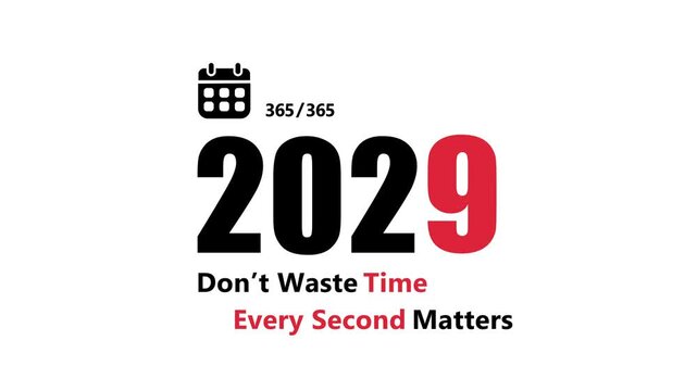 New year text design with motivational background. Modern and minimal 2029 new year background with bold typography and motivational message. 2029 New Year Countdown animation.