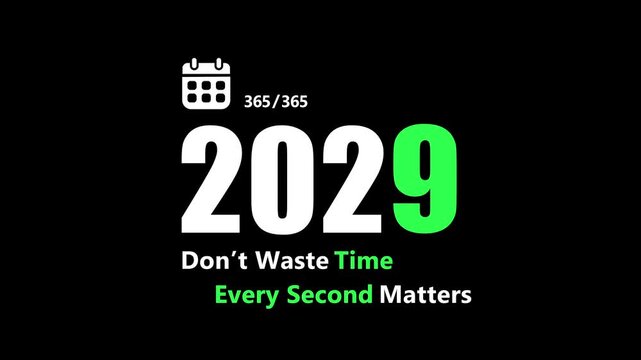 New year text design with motivational background. Modern and minimal 2029 new year background with bold typography and motivational message. 2029 New Year Countdown animation.