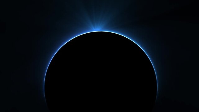 Partial Solar Eclipse, Surreal Solar Eclipse over misty seascape, Glowing Solar eclipse background texture animated on dark background.