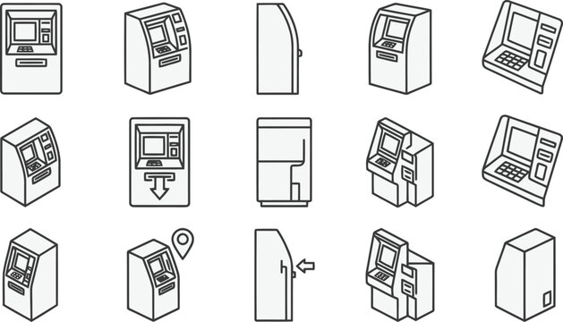 A collection of various atm machine designs and views