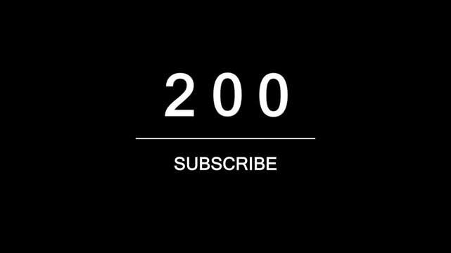 Subscribe Button Animation with Scrolling Effect. 200 Subscribers Milestone Animation, Scrolling Counter Subscribe Effect.
