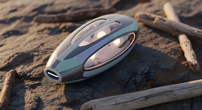 Futuristic Pod on Rocky Terrain
