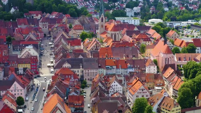 An  Aerial view around the old town beside the city Rottweil in Germany Baden-W&uuml;rttemberg on a sunny summer day in the Black forest.