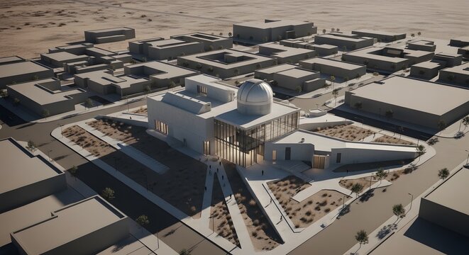Modern Observatory and Science Center Complex - Architectural Render