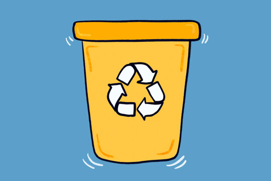 Recycling bin icon with vibrant colors and illustration