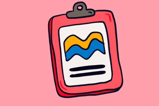 Colorful clipboard icon with graph illustration