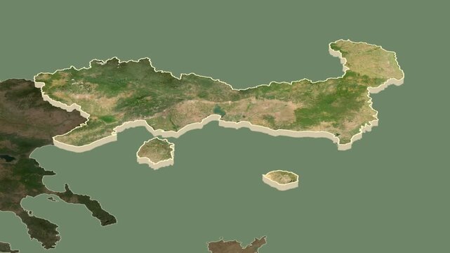 Eastern Macedonia and Thrace region, extrusion on map - inset locator with territory position in Greece.